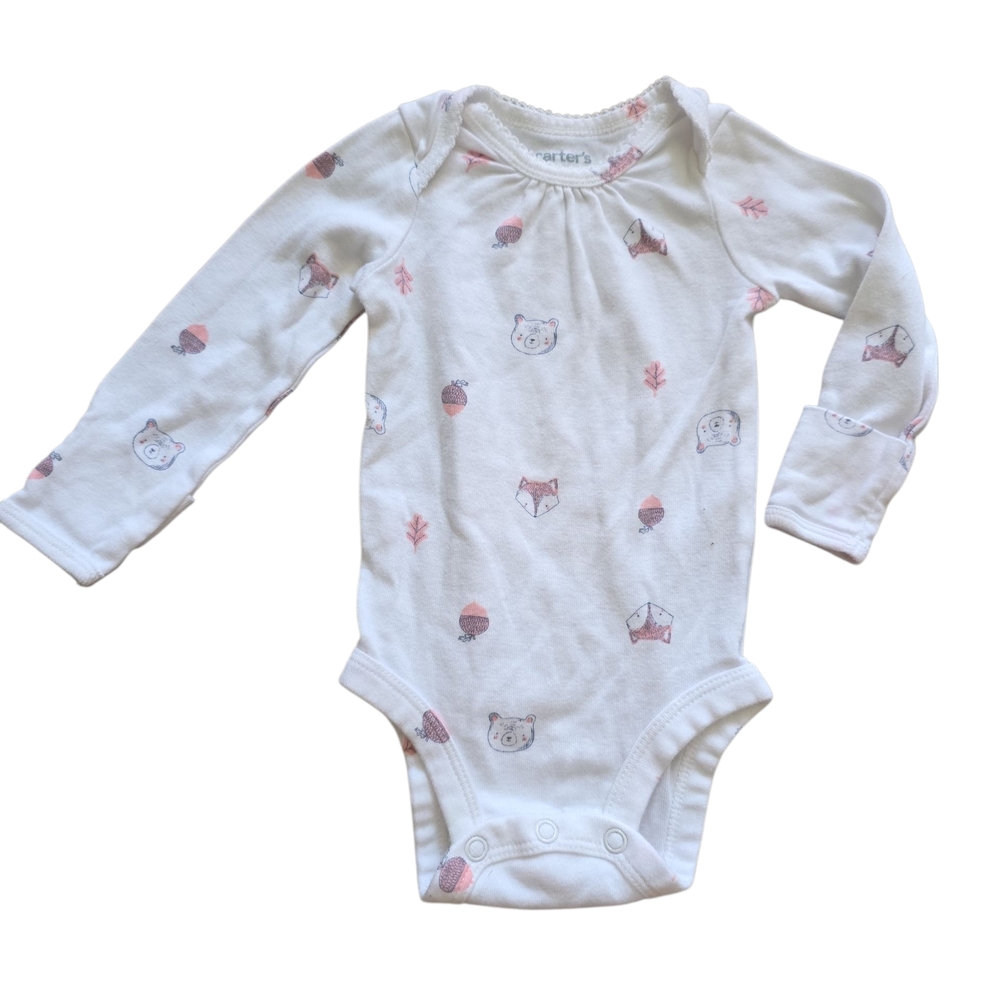 Carter's Baby Long Sleeve Bodysuit Set Of 4 Pink Floral Size 3months Euc - Picture 4 of 6